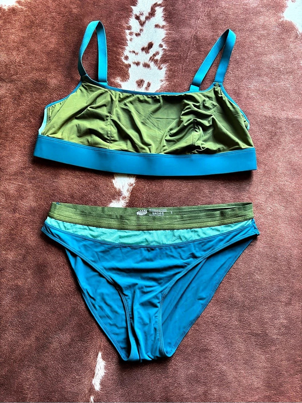 Parade Scoop Bralette and Underwear Set Blue & Green Large